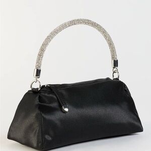 NWT: Windsor Petite Rhinestone Handle Satin Bag